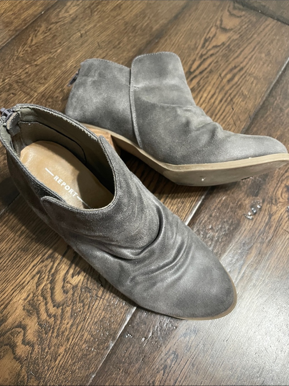 Report Gray Suede Slouch Ankle Booties